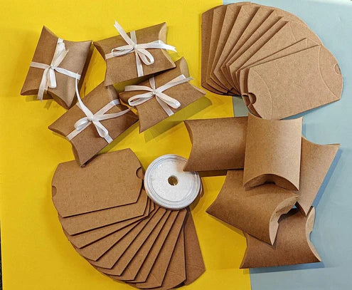 Brown Decorative Folding Paper pillow Gift Boxes For Gifting, Chocolates, Dryfruits Items