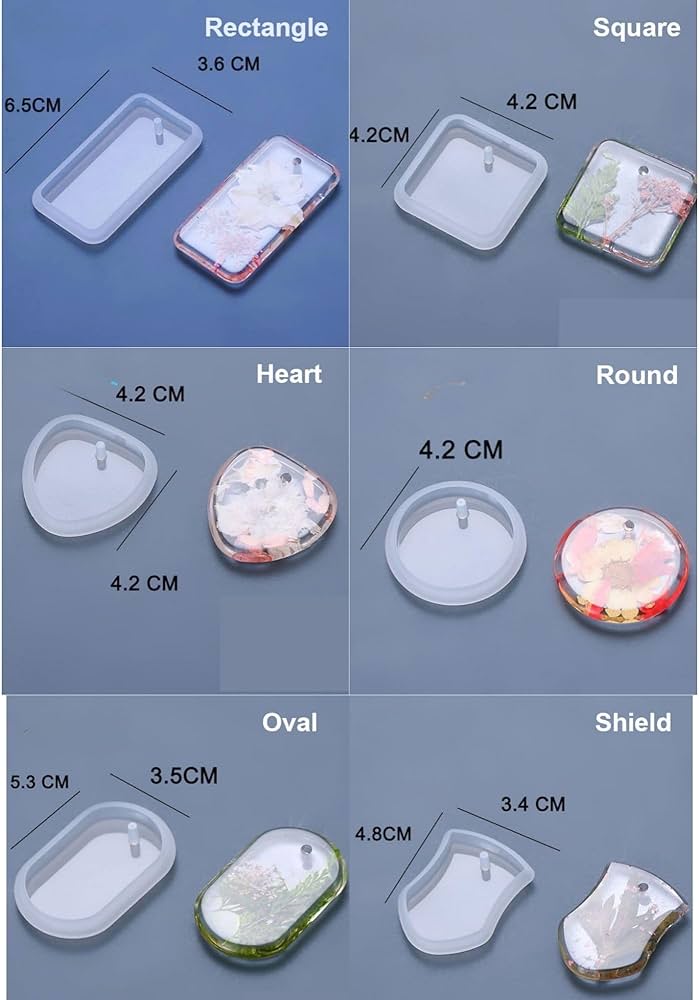 Keychain and Pendant 5 pcs Set Silicon Moulds
