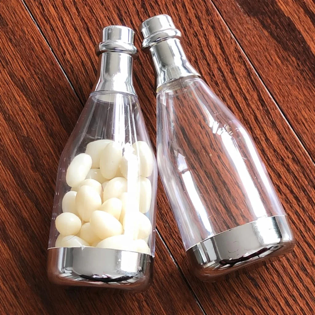 Silver Chandi Colour Champagne Design Plastic Storage Bottles (11.5 cm)