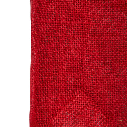 Zute.co Classic Red Jute Window Gift Bag with Wooden Ring Handle | 7x6x3.5 Inch Premium Hamper Bag