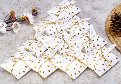Golden Decorative Folding Paper pillow Gift Boxes For Gifting Chocolates, Dryfruits Items