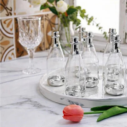 Silver Chandi Colour Champagne Design Plastic Storage Bottles (11.5 cm)