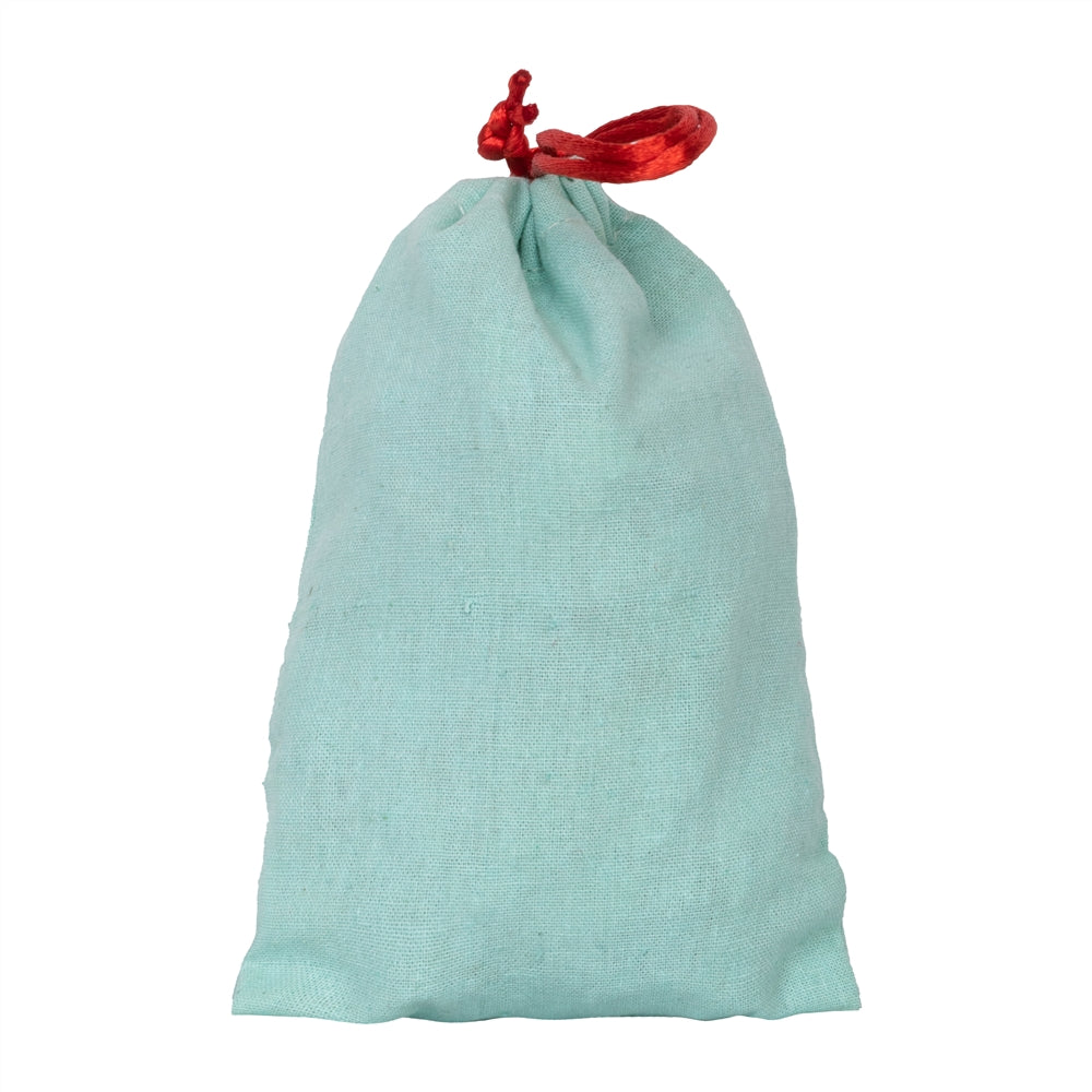 Mint Green Jute Drawstring Pouch with Red String | Wedding Return Gift Bag