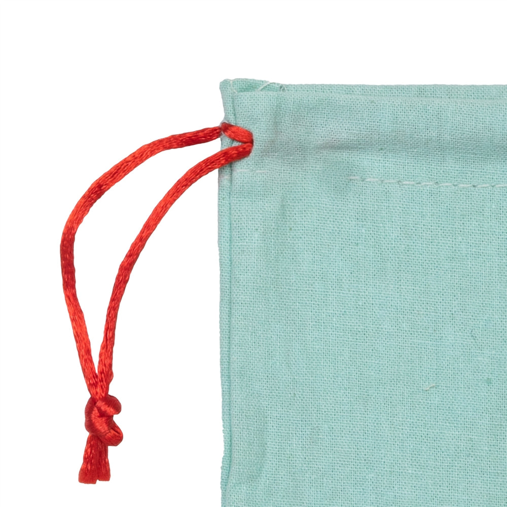 Mint Green Jute Drawstring Pouch with Red String | Wedding Return Gift Bag