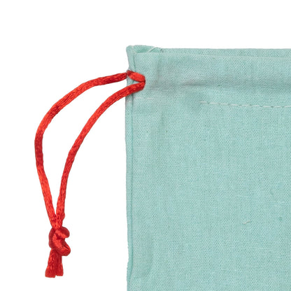 Mint Green Jute Drawstring Pouch with Red String | Wedding Return Gift Bag