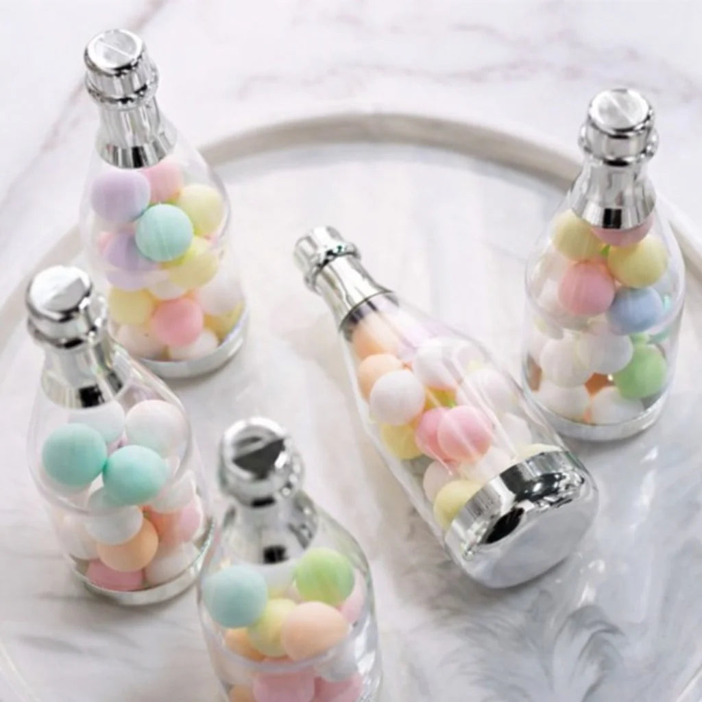 Silver Chandi Colour Champagne Design Plastic Storage Bottles (11.5 cm)