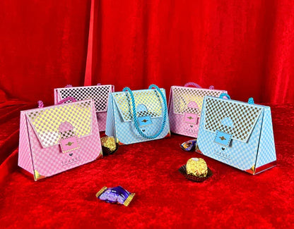 Purse shape Gift Boxes with handle Gift Paper Boxes (Blue)