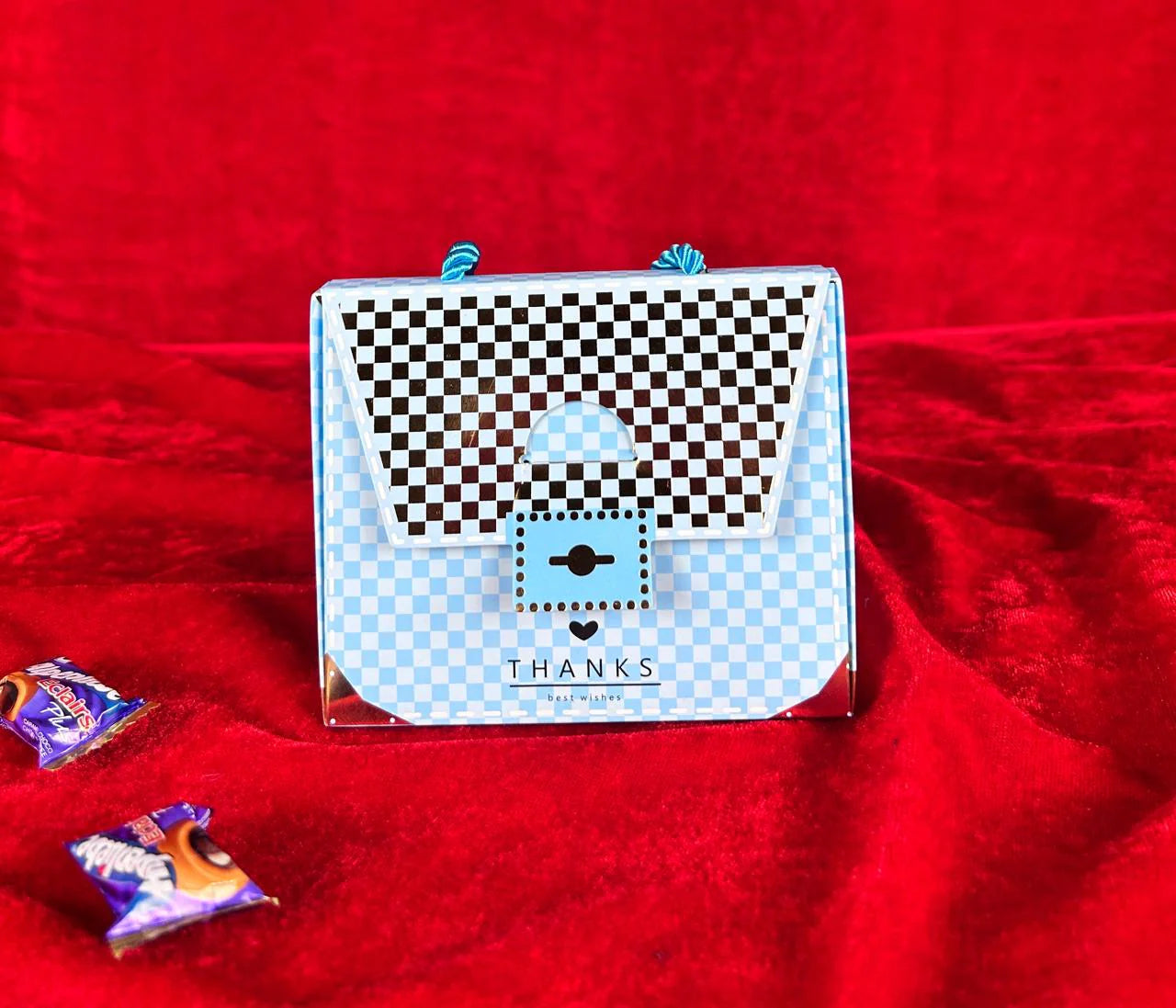 Purse shape Gift Boxes with handle Gift Paper Boxes (Blue)