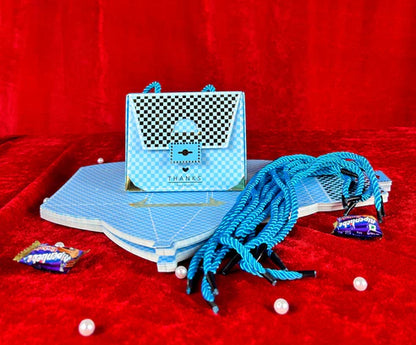 Purse shape Gift Boxes with handle Gift Paper Boxes (Blue)