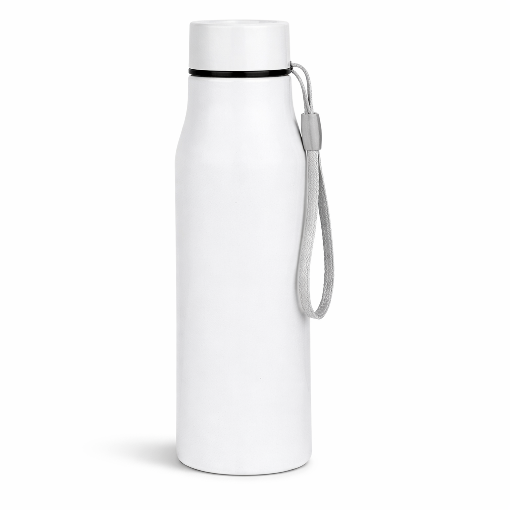 Premium White Stainless Steel Bottle with Strap – Vacuum Insulated Flask (500ml)