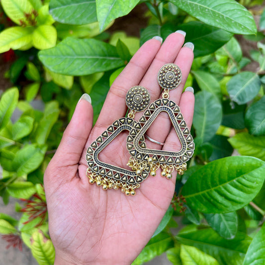Bold Triangle Shield Jhumka Earrings