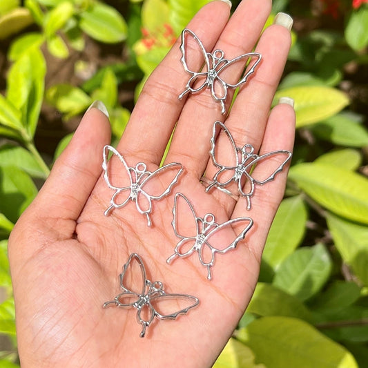 Butterfly Design Silver Bezel Pendant (Set of 5)