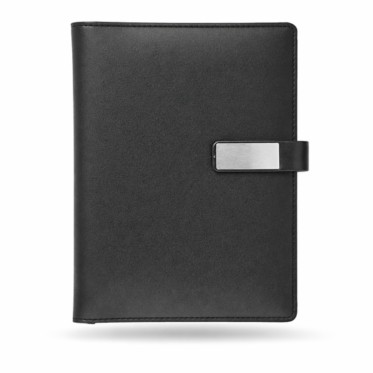 Premium Black Soft PU Diary with Metal Plate – A5 Size | 192 Pages | Executive Notebook