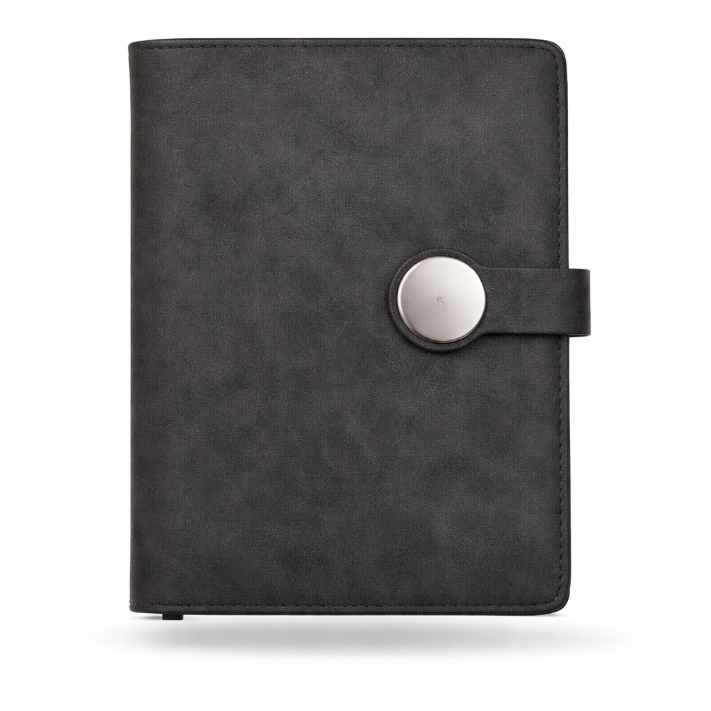 Premium Black Round Flap Diary – A5 Size | 192 Pages | Button Closure Notebook