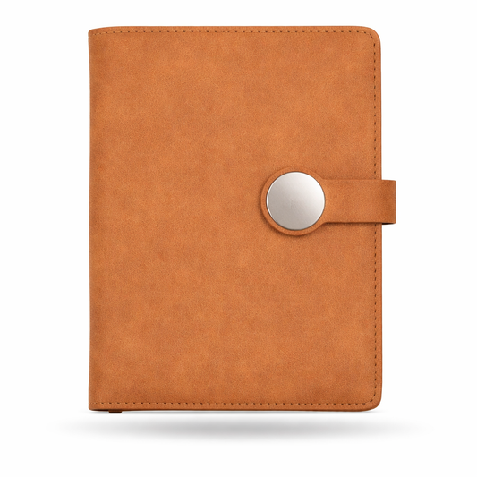 Premium Tan Brown Round Flap Diary – A5 Size | 192 Pages | Button Closure Notebook
