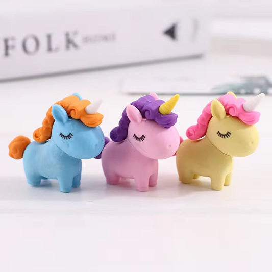 3D Pastel Unicorn Eraser for Kids – Single Piece (Assorted Colors)