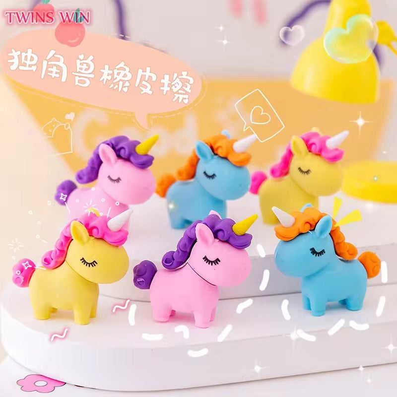 3D Pastel Unicorn Eraser for Kids – Single Piece (Assorted Colors)