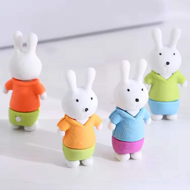 3D Bunny Outfit Eraser for Kids – Single Piece (Assorted Colors)