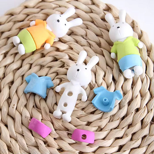 3D Bunny Outfit Eraser for Kids – Single Piece (Assorted Colors)