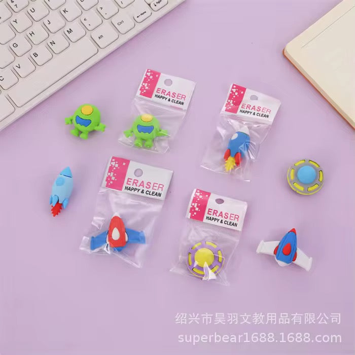 Cute Space Theme Eraser for Kids – Rocket / UFO / Alien (Single Piece)