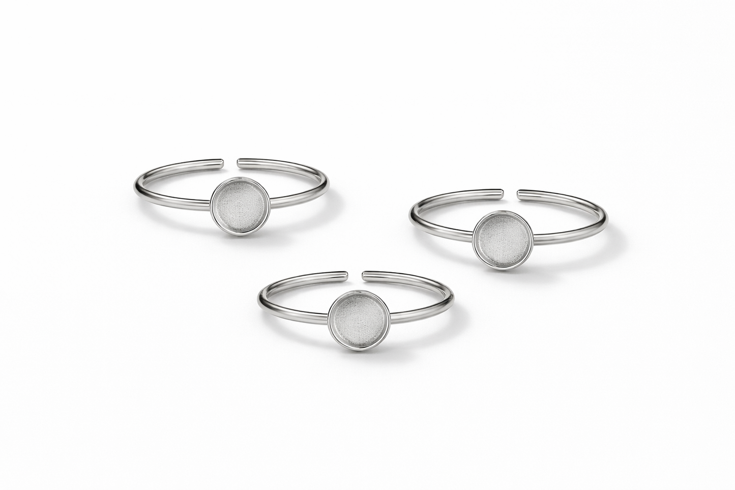 Round  Ring Base - Silver (Set of 5)