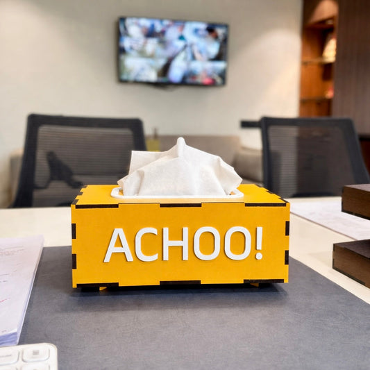 ACHOO! MDF Tissue Box Holder | Premium Wooden Tissue Dispenser (9×5×3.5 inch)