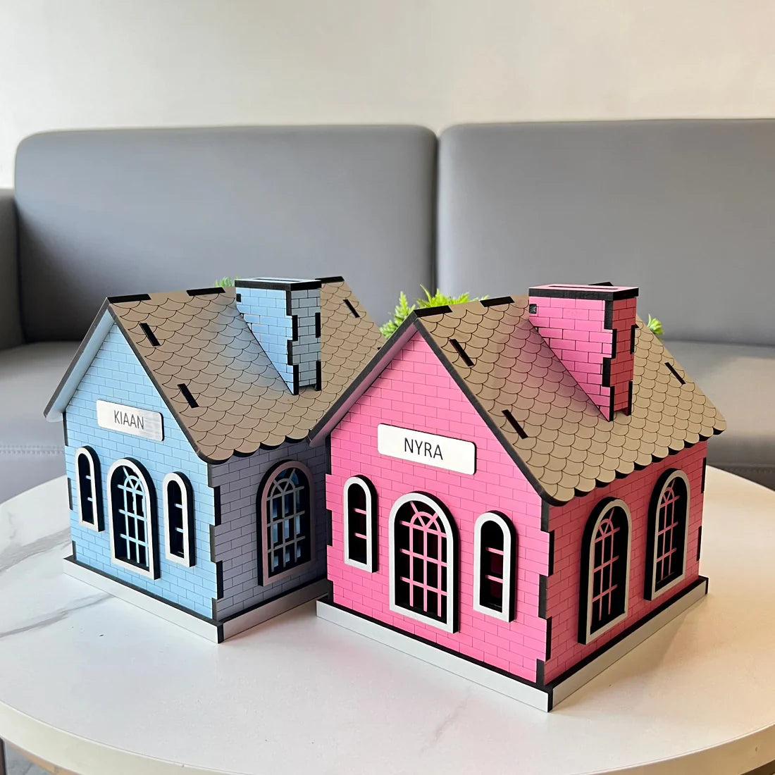 Personalised House-Shaped Piggy Bank – Custom Name Coin Box (9 Inch)