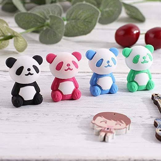 3D Cartoon Panda Eraser for Kids – Single Piece (Assorted Colors)