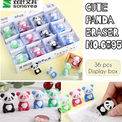 3D Cartoon Panda Eraser for Kids – Single Piece (Assorted Colors)