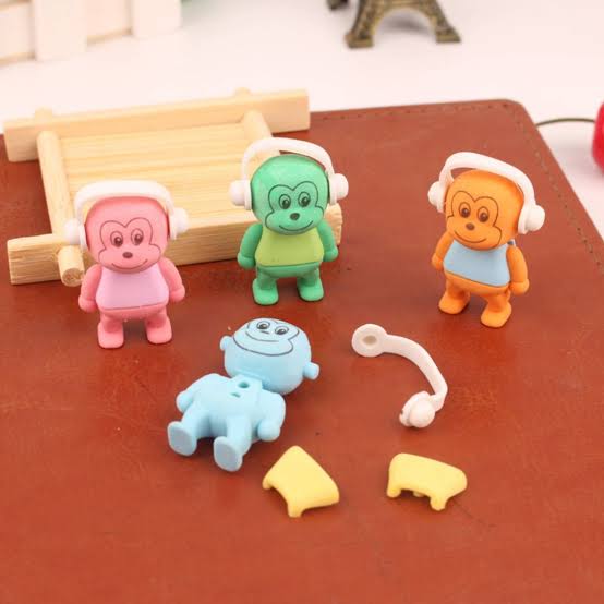 3D Cartoon Monkey Eraser for Kids – Single Piece (Assorted Colors)