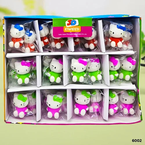 3D Cartoon Kitty Eraser for Kids – Single Piece (Assorted Colors)