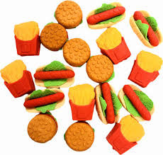 Mini Fast Food Eraser for Kids – Burger / Fries / Hotdog (Single Piece)