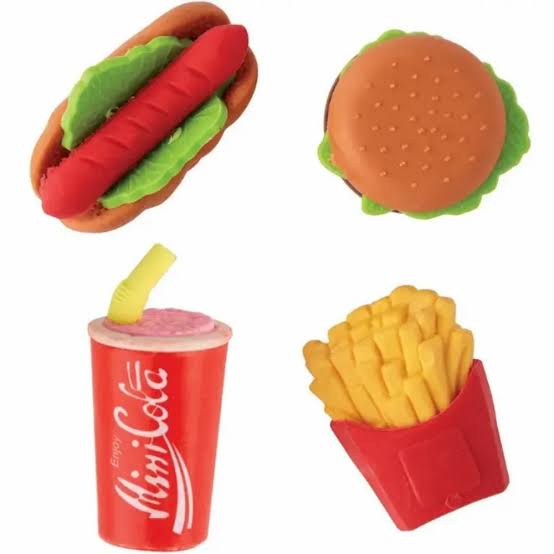 Mini Fast Food Eraser for Kids – Burger / Fries / Hotdog (Single Piece)