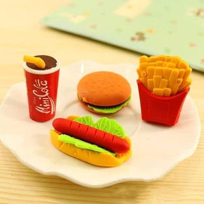 Mini Fast Food Eraser for Kids – Burger / Fries / Hotdog (Single Piece)
