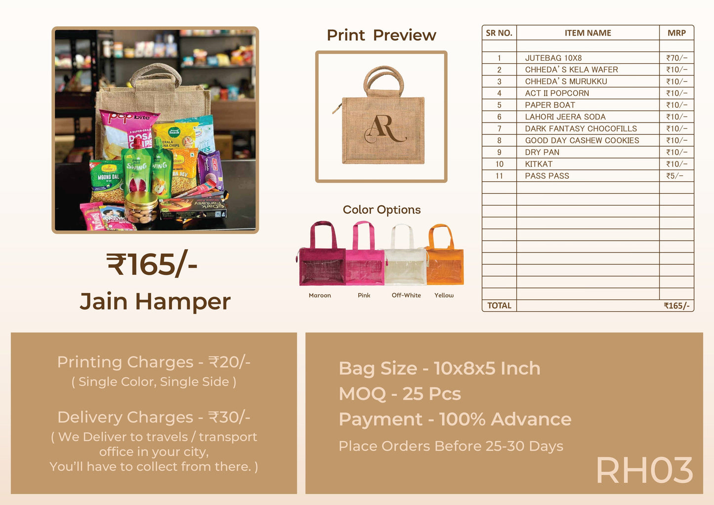 Jain Wedding Room Hamper – ₹165 (RH03)