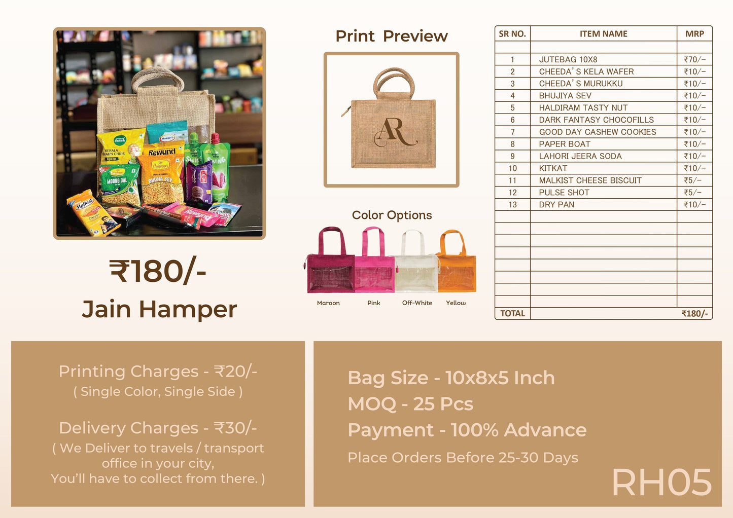 Jain Wedding Room Hamper – ₹180 (RH05)
