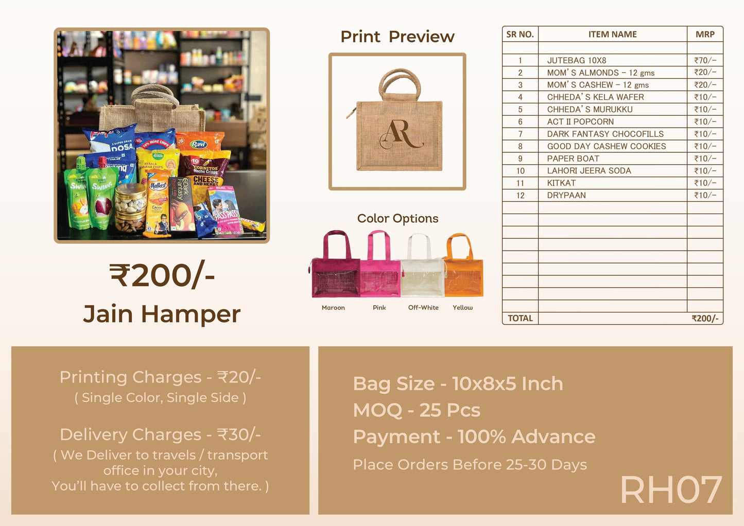 Jain Wedding Room Hamper – ₹200 (RH07)