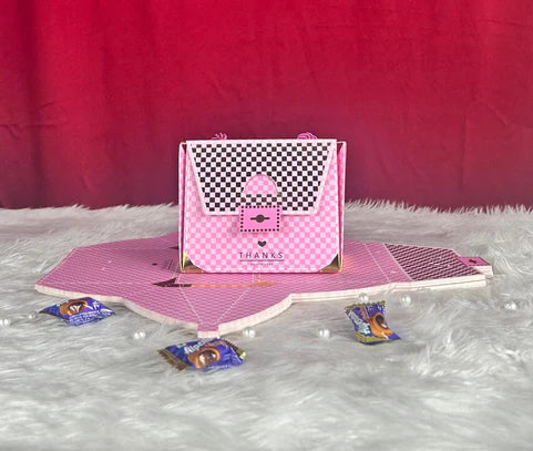 Purse shape Gift Boxes with handle Gift Paper Boxes (Pink)