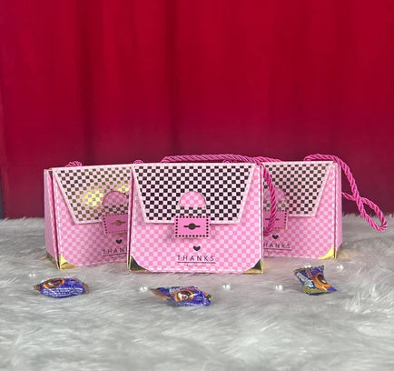 Purse shape Gift Boxes with handle Gift Paper Boxes (Pink)