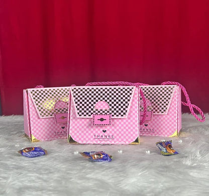 Purse shape Gift Boxes with handle Gift Paper Boxes (Pink)
