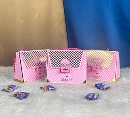 Purse shape Gift Boxes with handle Gift Paper Boxes (Pink)
