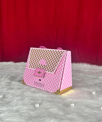 Purse shape Gift Boxes with handle Gift Paper Boxes (Pink)
