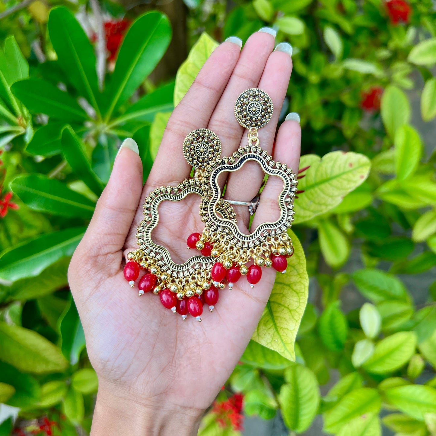 Red Starfall Jhumka