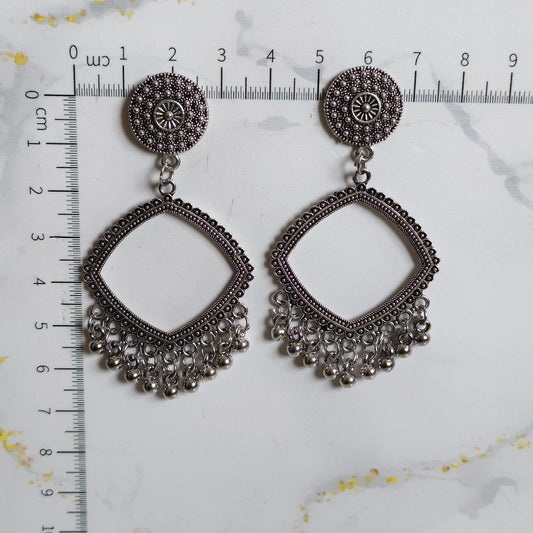 Silver Oxidized Curved Triangle Small Earrings