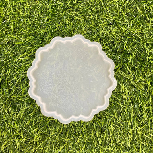 Round Mandala Coaster 4.5Inch 8mm Depth Silicone  Mould