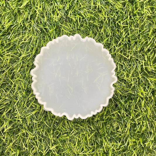 Round New Agate ZigZag Coaster 4x4In 7mm Depth Silicone Mould