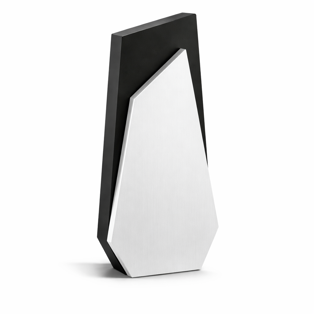 Geometric Wooden Trophy with Metallic Plate – Premium Corporate Award (10 Inch)