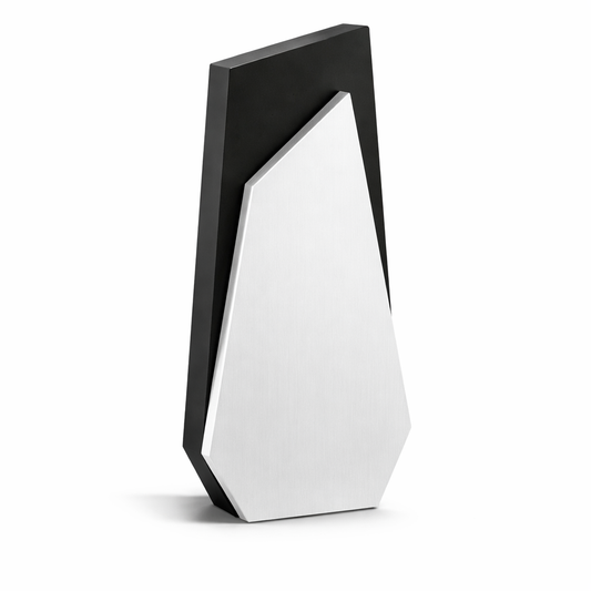 Geometric Wooden Trophy with Metallic Plate – Premium Corporate Award (10 Inch)