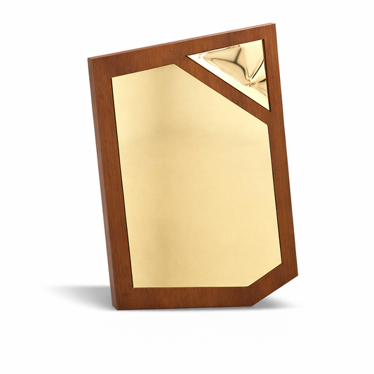 Premium Wooden Gold Plate Trophy – Luxury Corporate Award (9.5 x 6.5 Inch)