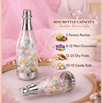 Silver Chandi Colour Champagne Design Plastic Storage Bottles (11.5 cm)